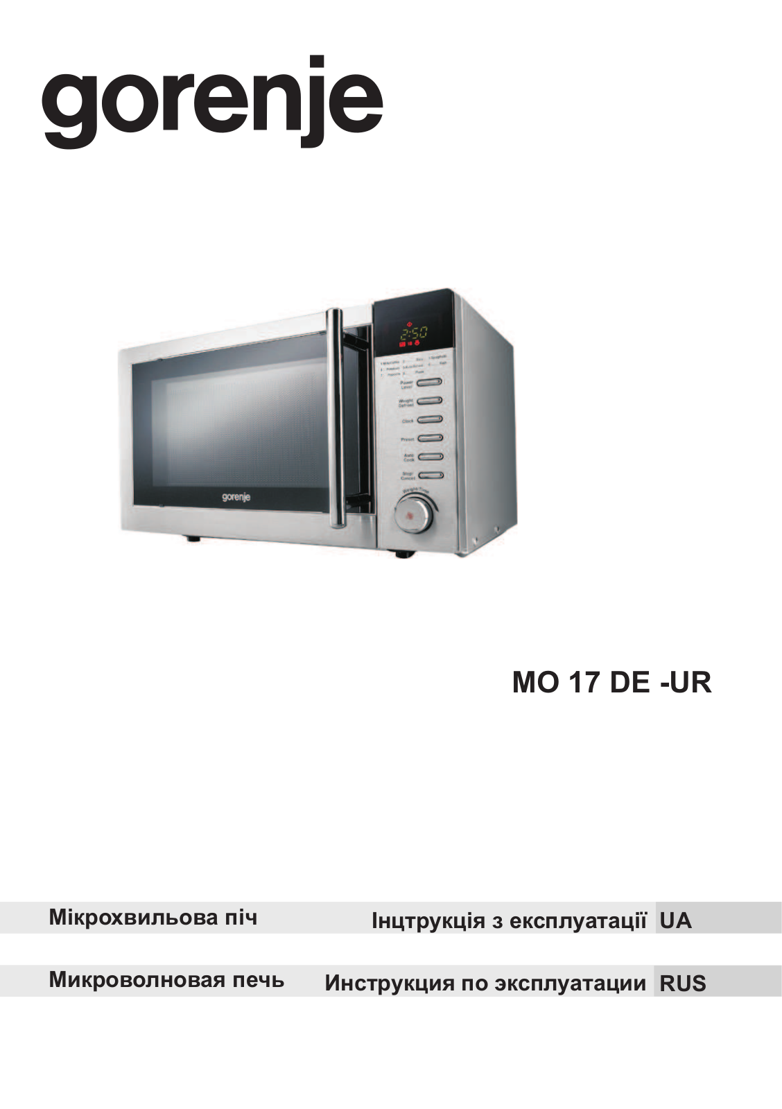 Gorenje MO 17 DE-UR User manual