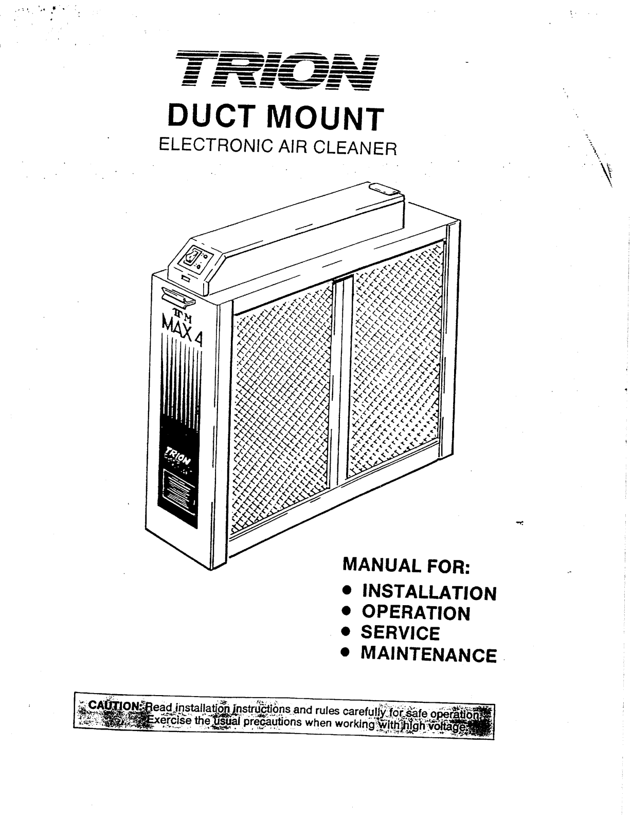 Trion Trim-T, Max 4 2000, Max 4 1400 Service manual