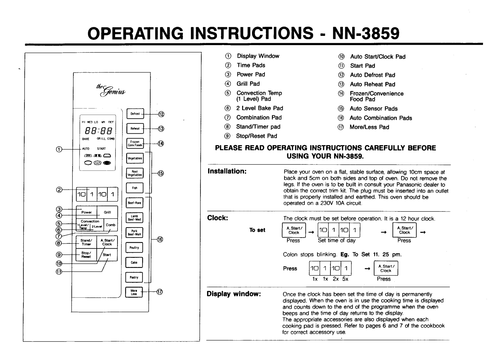 Panasonic NN-3859 Operating Instruction