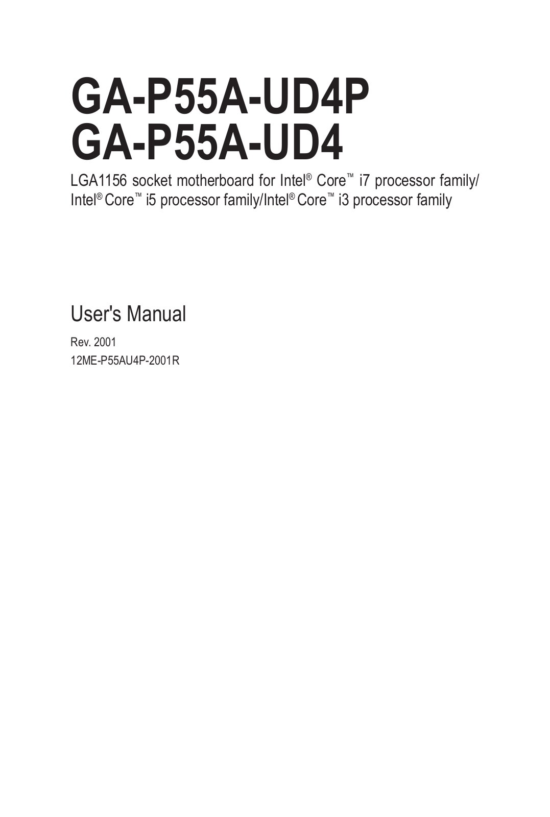 Gigabyte GA-P55A-UD4 (rev. 2.0), GA-P55A-UD4P (rev. 2.0) User Manual