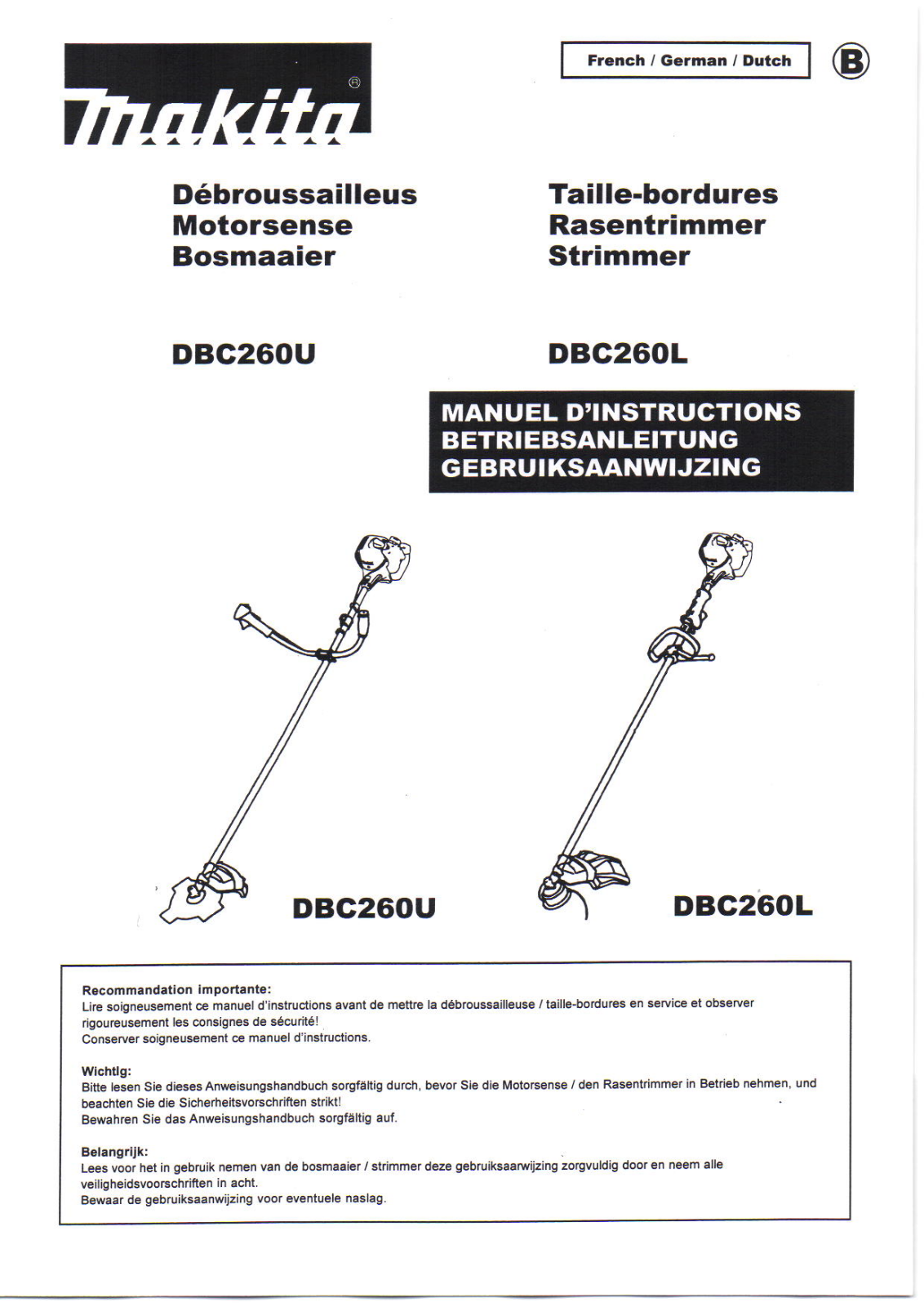 Makita DBC260L, DBC260U User Manual