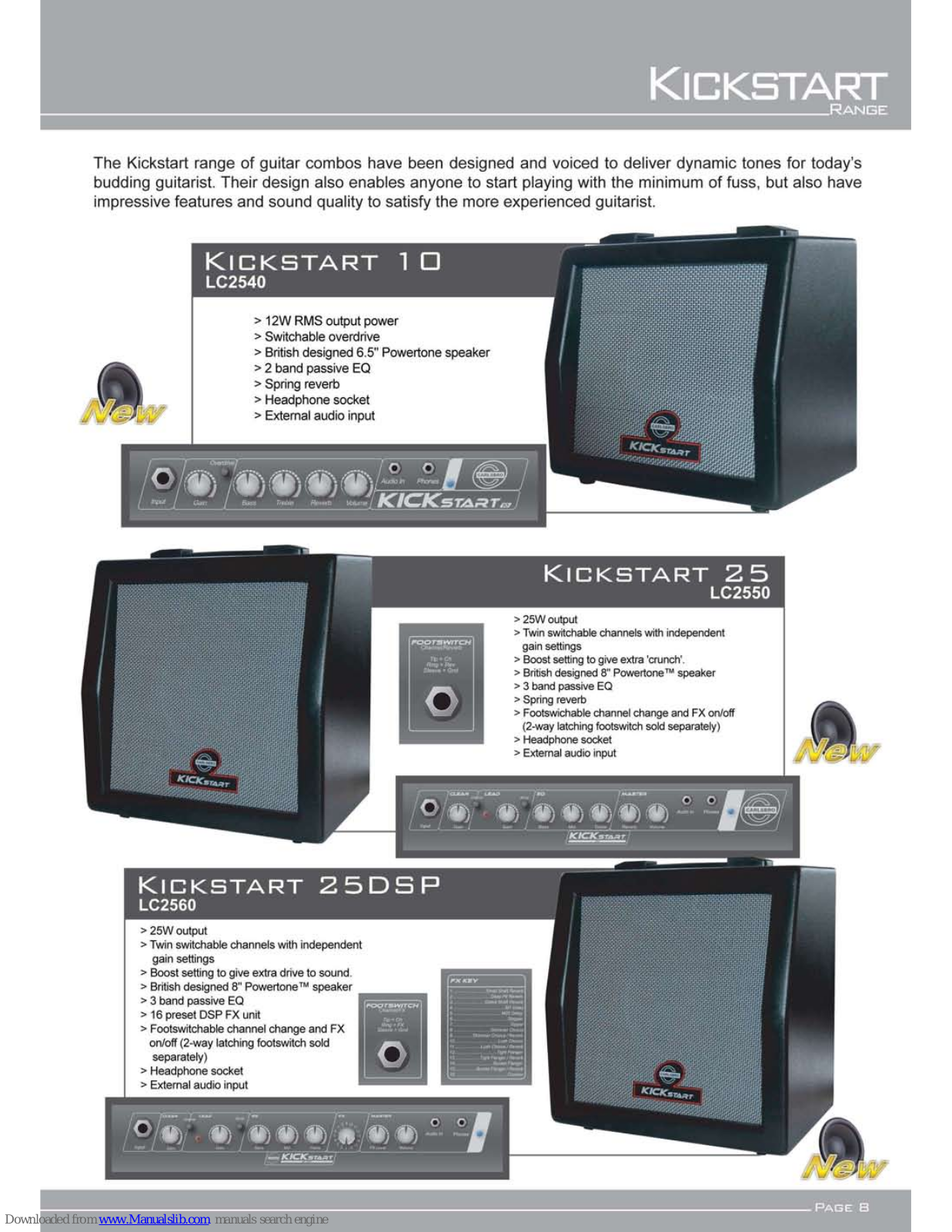 Carlsbro Kickstart 10, Kickstart 25, Kickstart 25DSP, LC2540, LC2560 Specifications