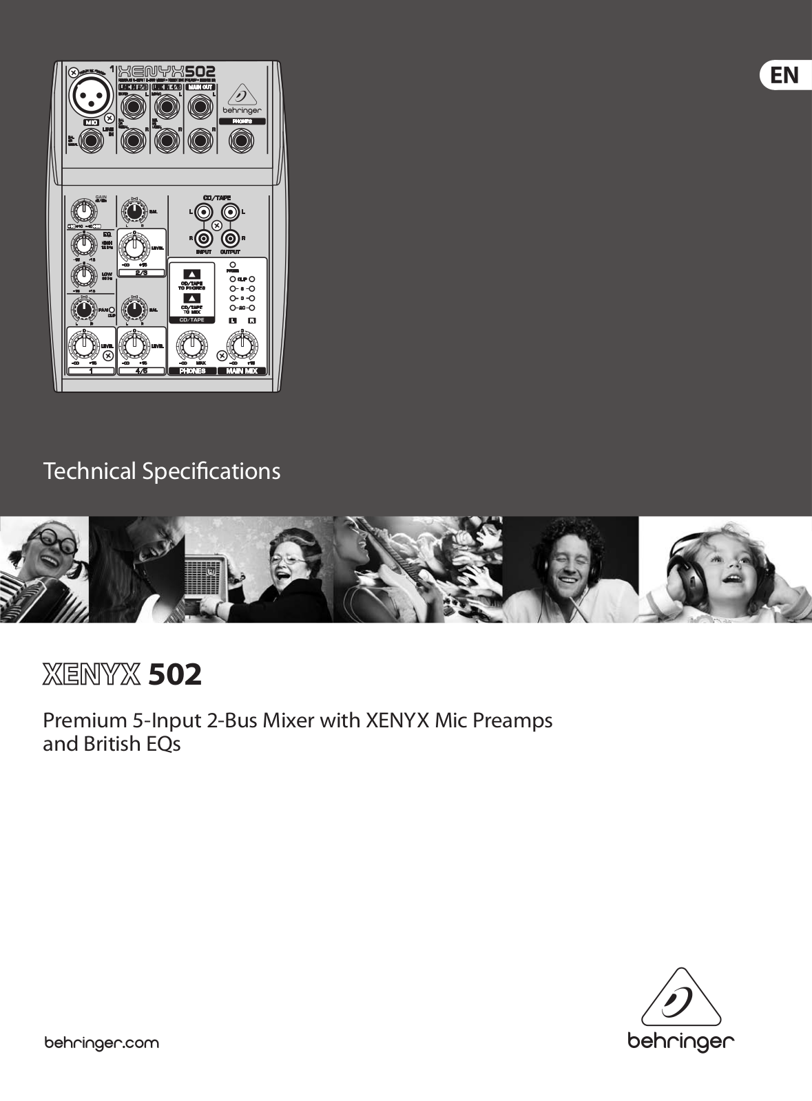 Behringer Xenyx 502 Specification Sheet