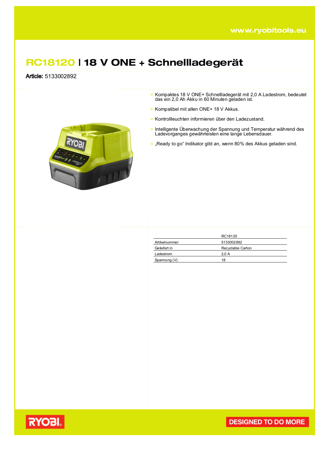 Ryobi RC18120 User Manual