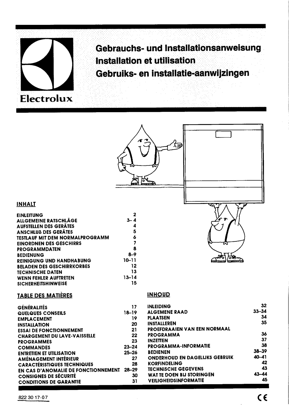 electrolux ESF222 Installation Manual