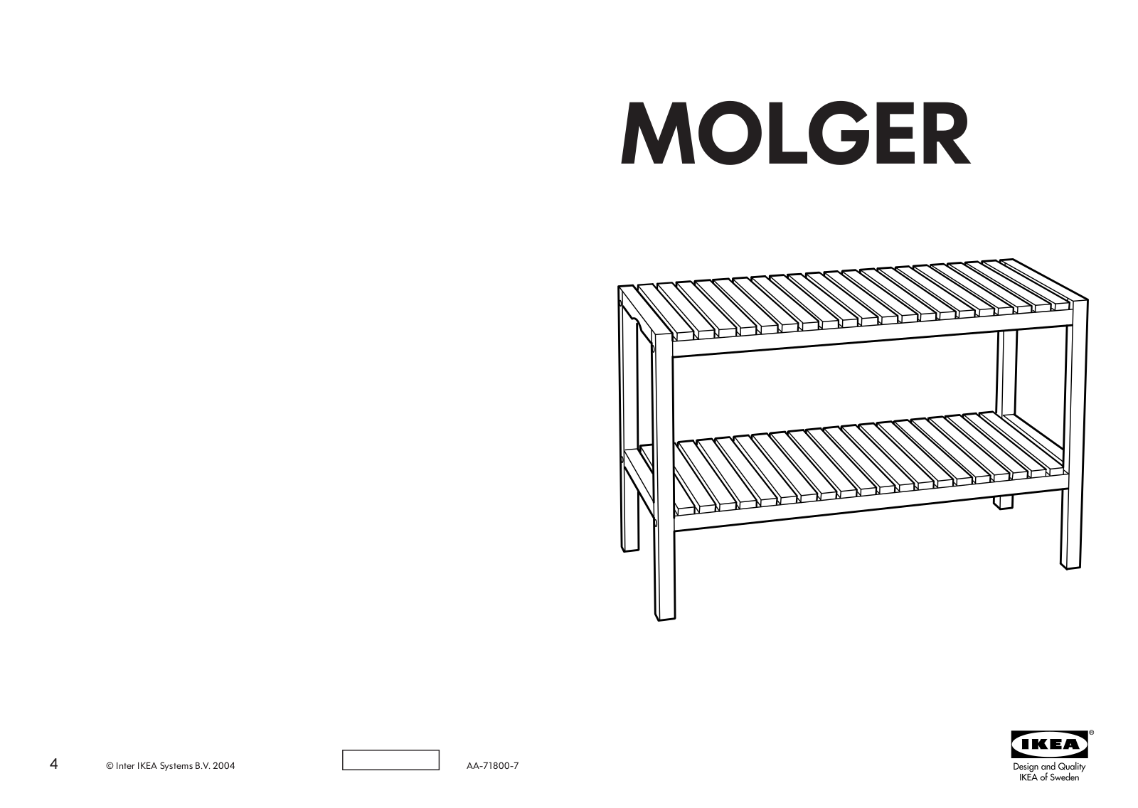 IKEA MOLGER BENCH WALNUT Assembly Instruction