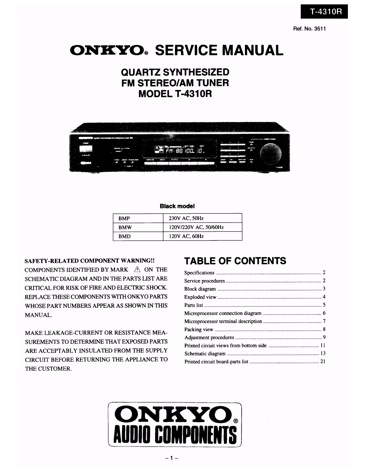 Onkyo T-4310-R Service manual