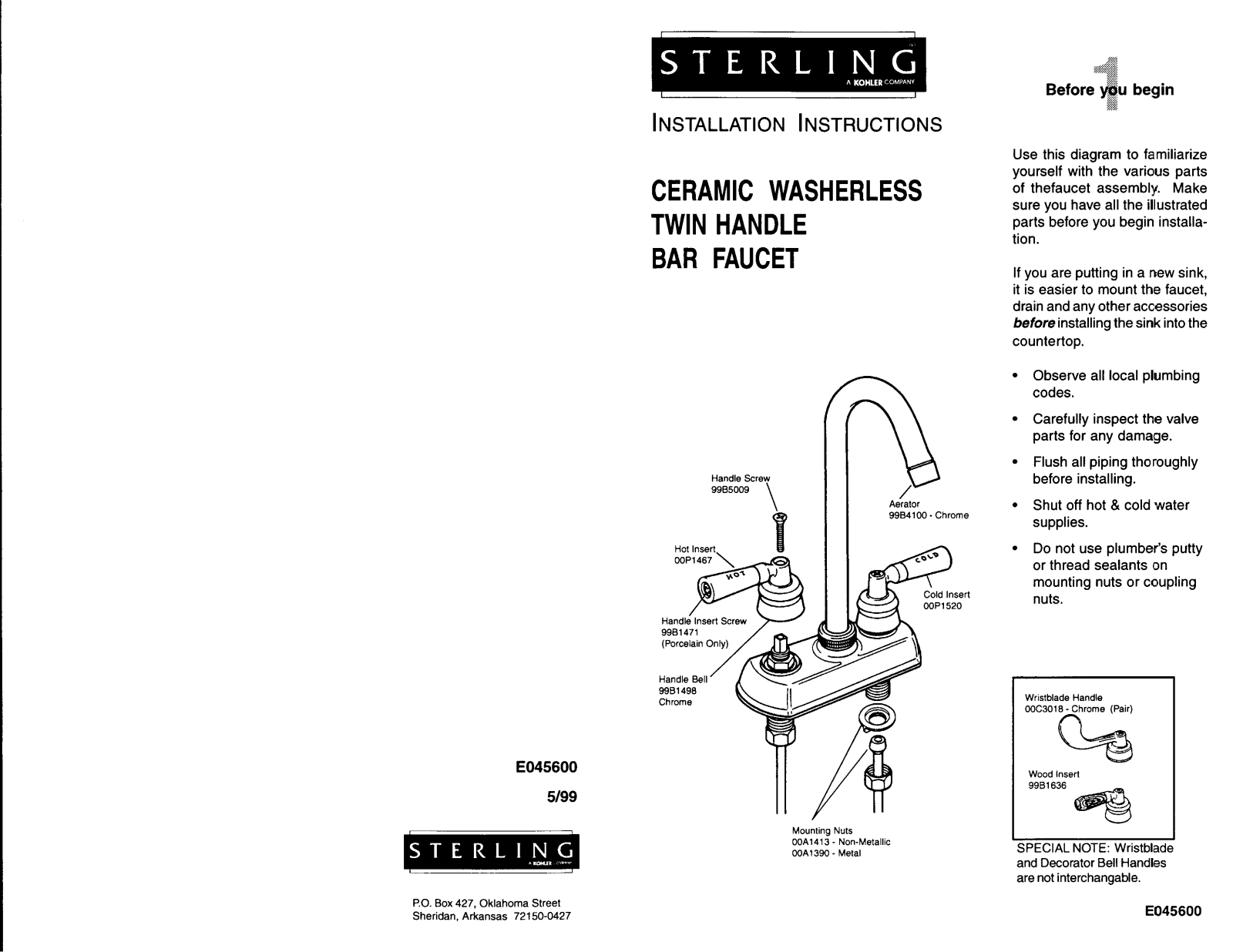 Sterling C626G, C626 User Manual