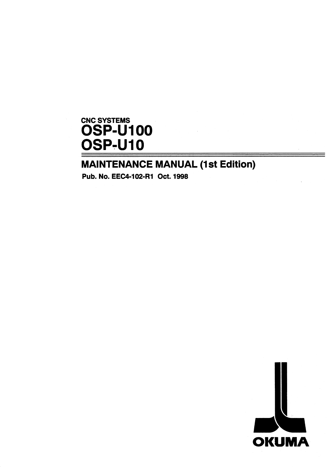 okuma OSP-U100, OSP-U10 Maintenance Manual