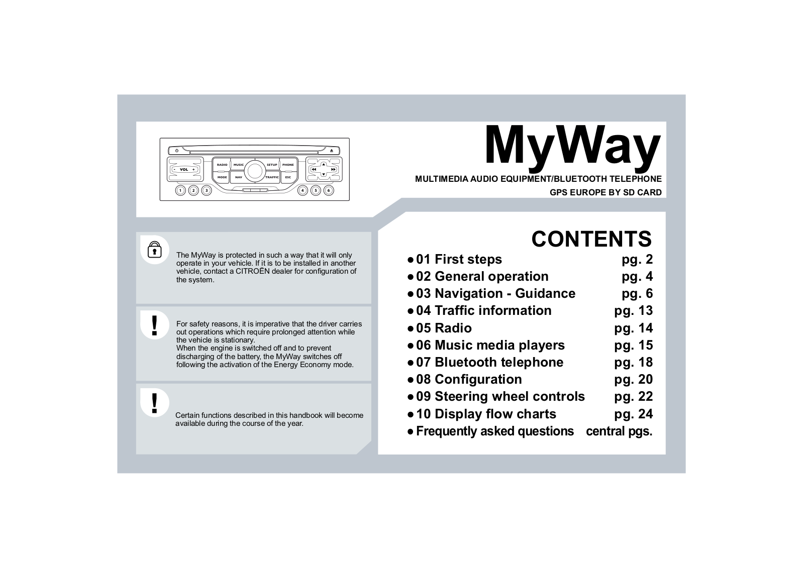 Citroen MYWAY MULTIMEDIA AUDIO EQUIPMENT/BLUETOOTH TELEPHONE