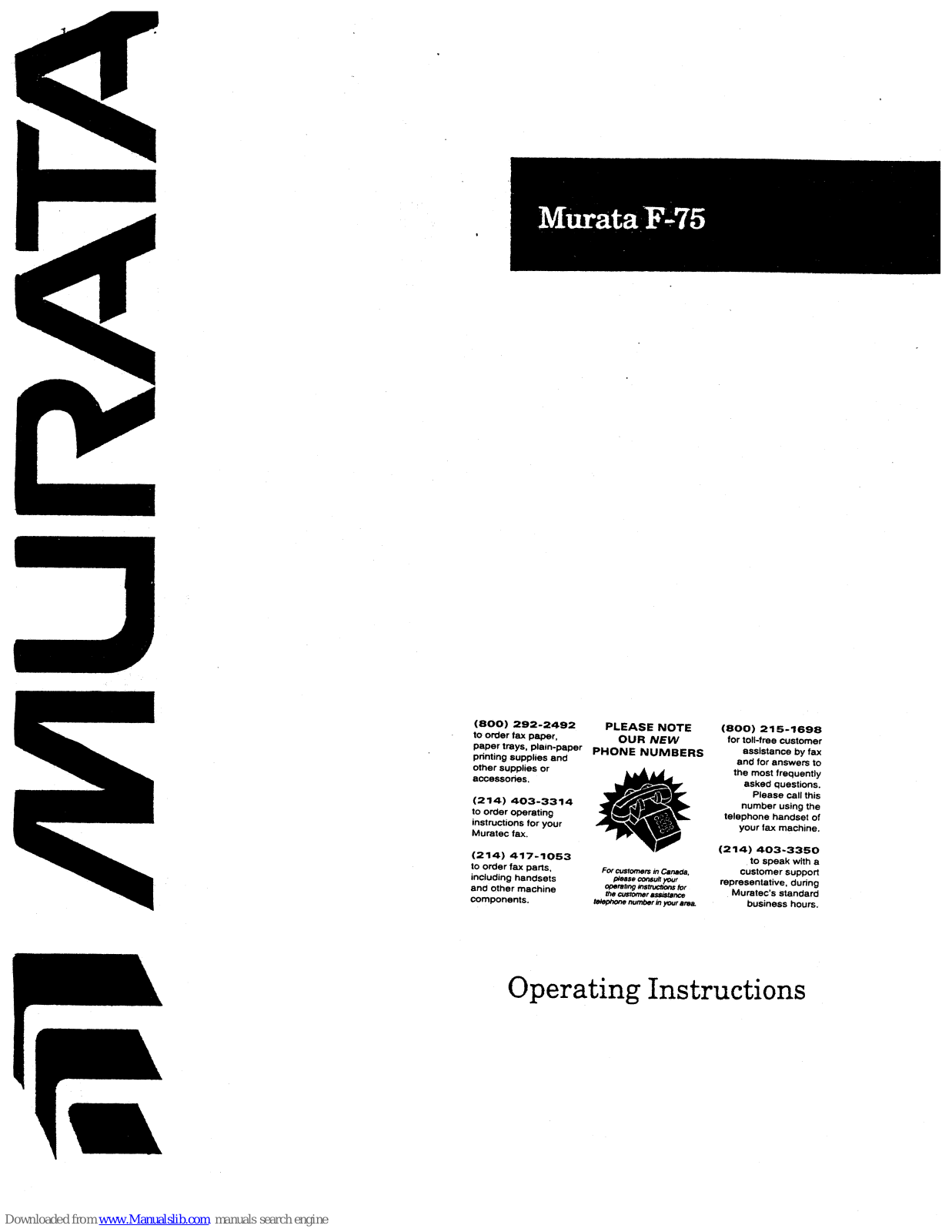 Murata F-75 Operating Instructions Manual - ManualMachine.com