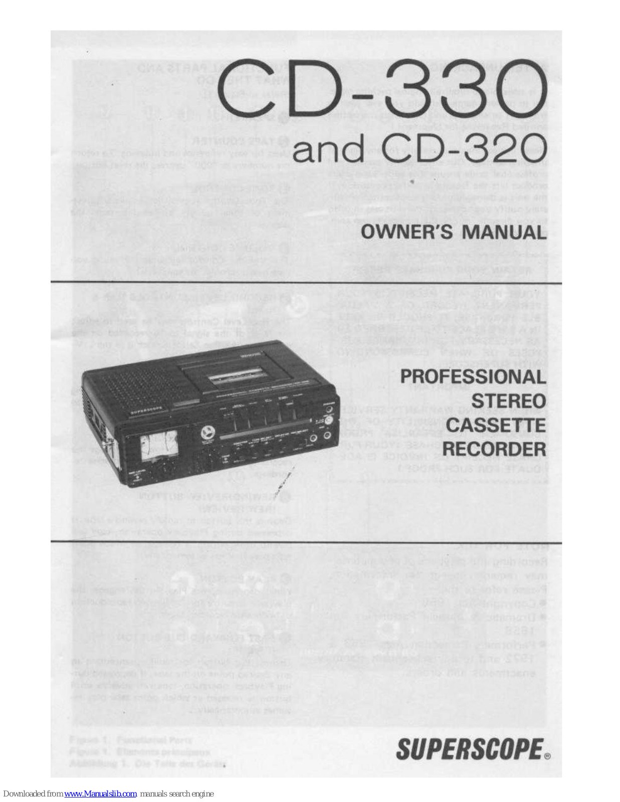 Superscope CD-330, CD-320 Owner's Manual