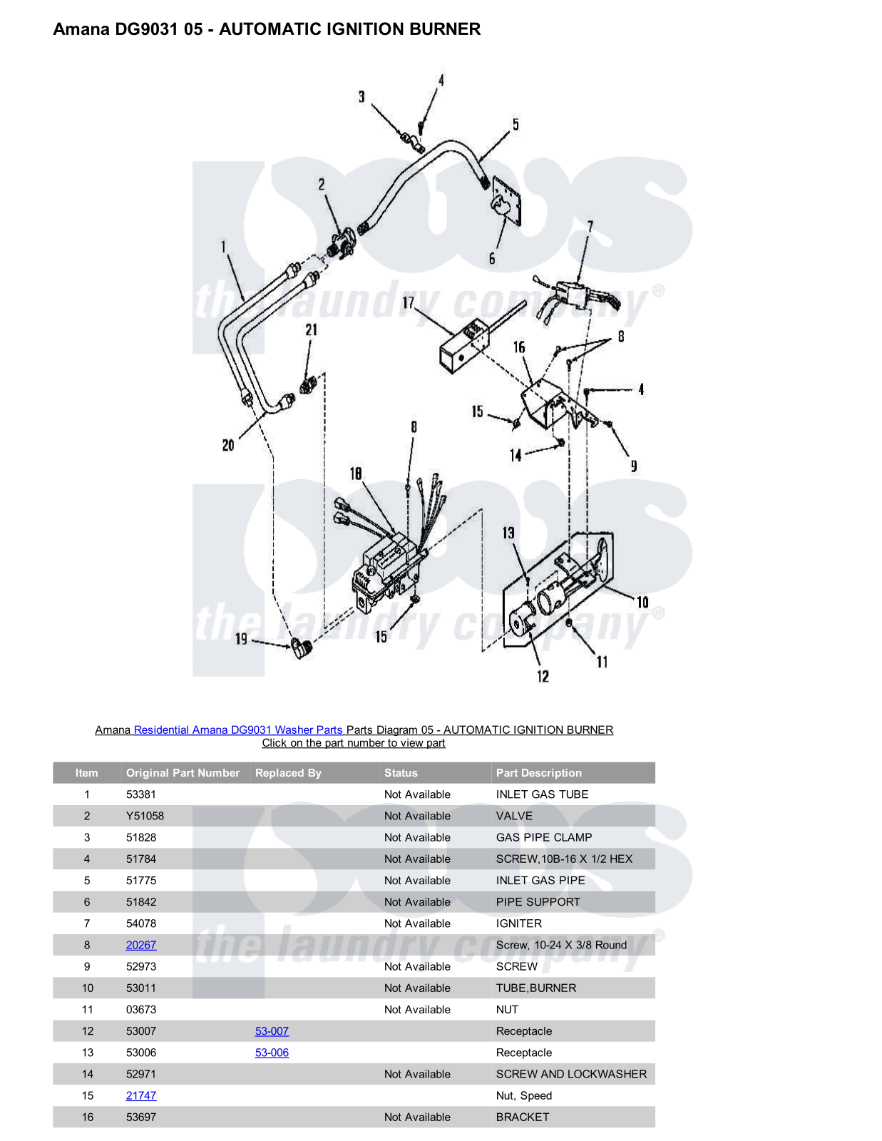 Amana DG9031 Parts Diagram