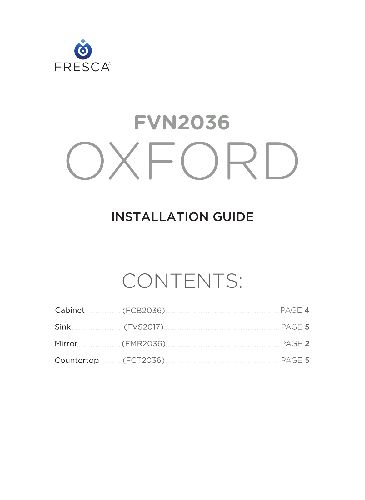 Fresca FCB2036ESCWHU Installation Manual