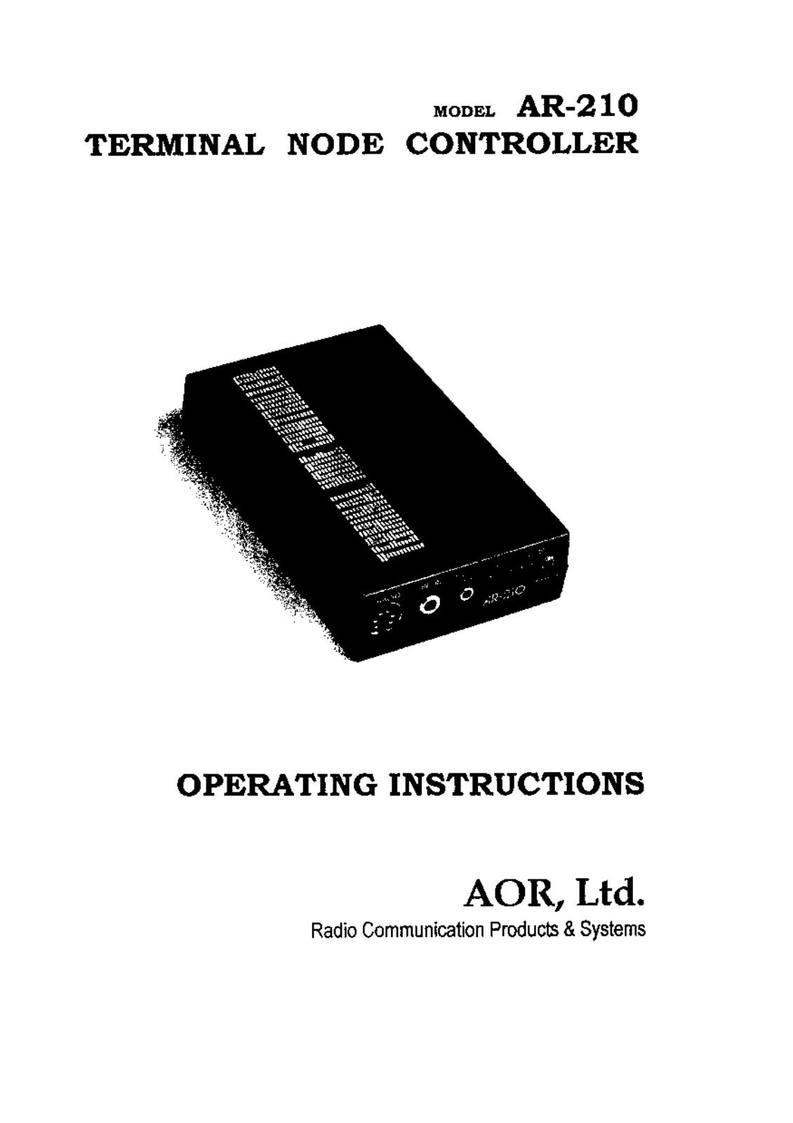 AOR AR210 Operating Instructions