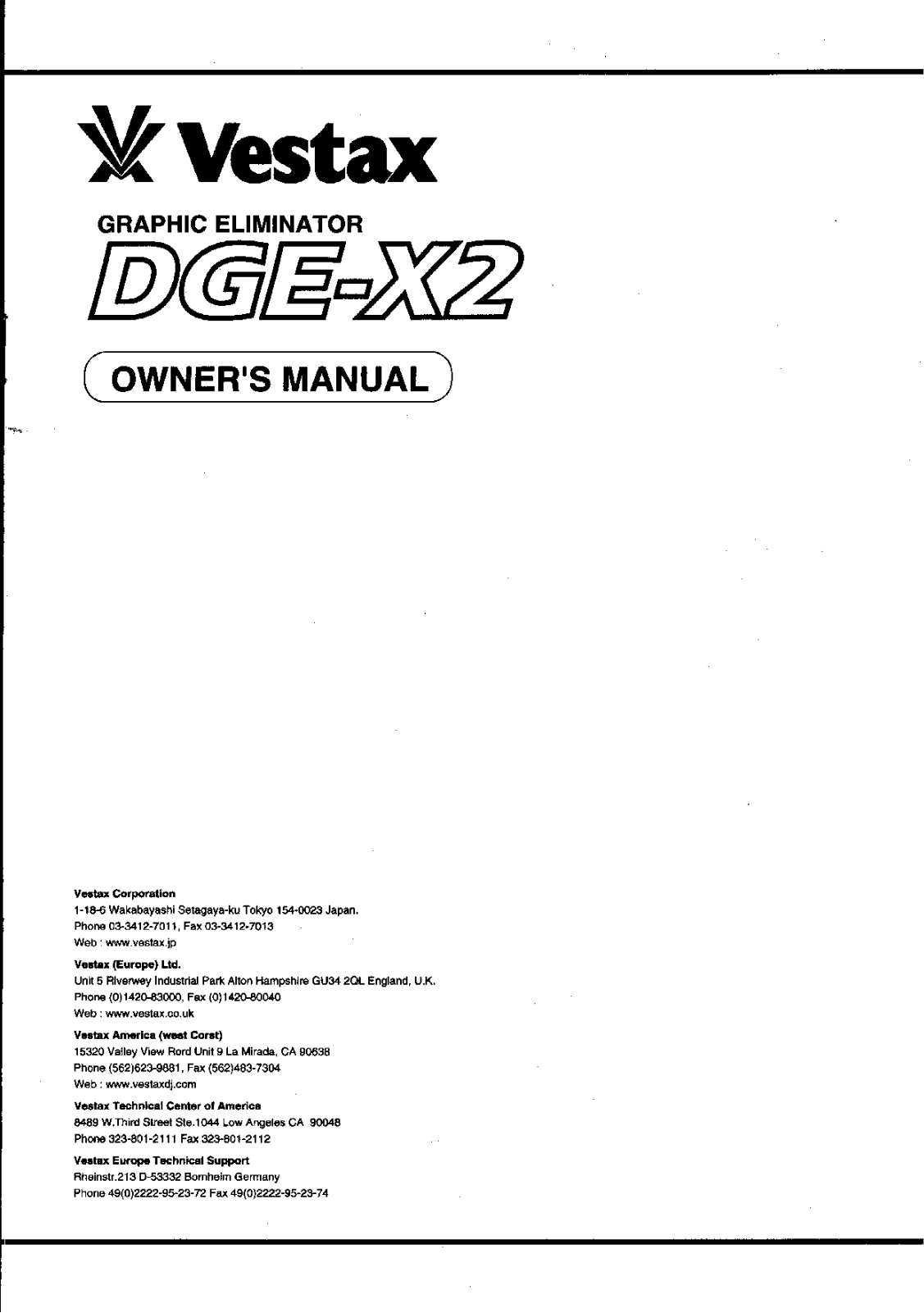 Vestax DGE-X2 User Manual - ManualMachine.com