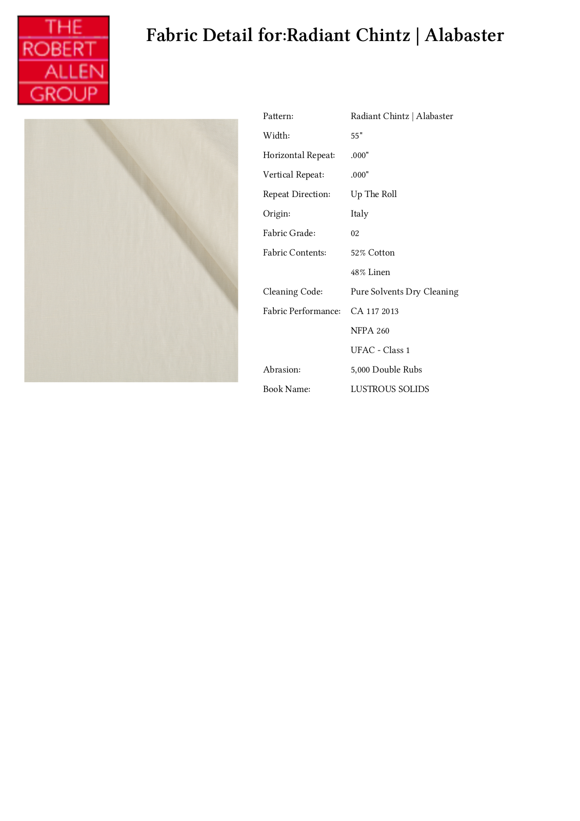 Robert Allen RALF1858 Specifications - ManualMachine.com