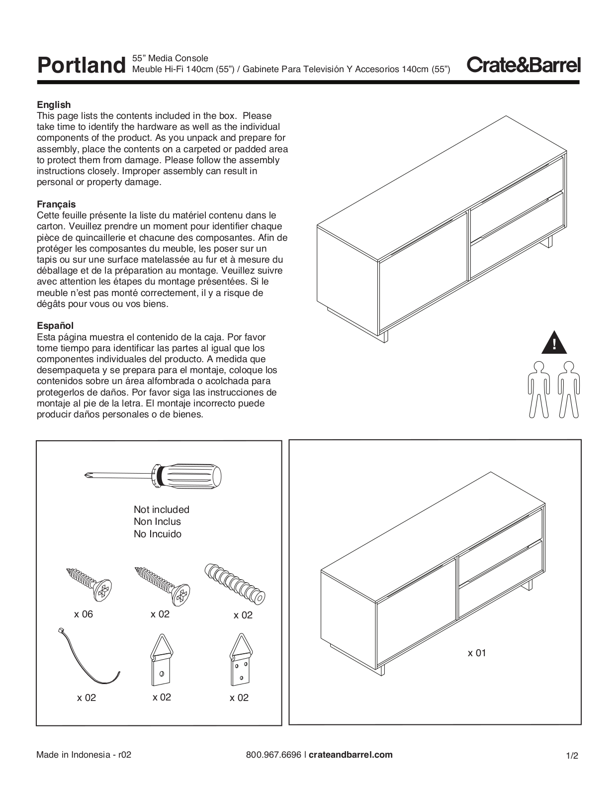 Crate & Barrel Portland 55 Media Console Assembly Instruction