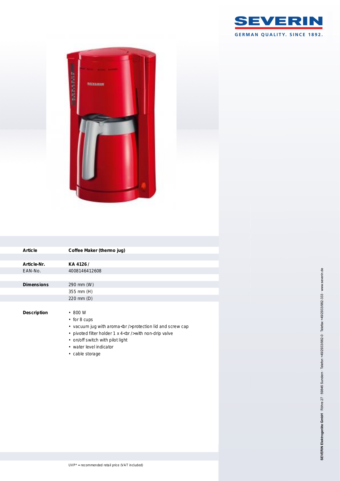 Severin KA 4126 User Manual