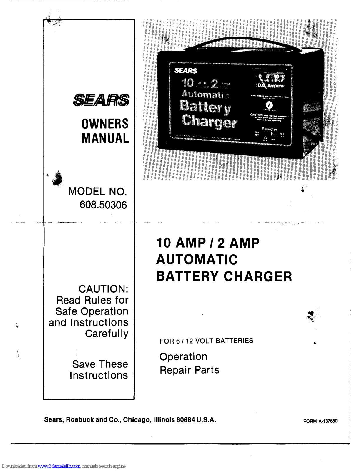 Sears 608.50306 Owner's Manual