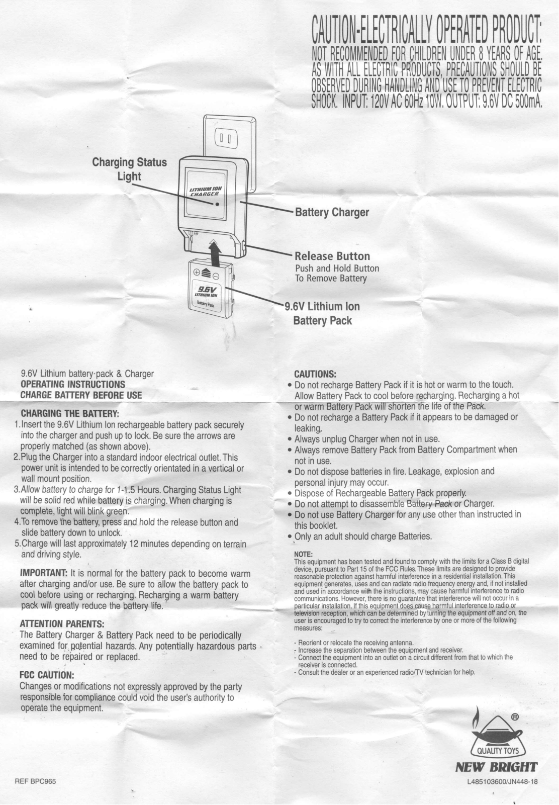 New Bright Co 96VA User Manual