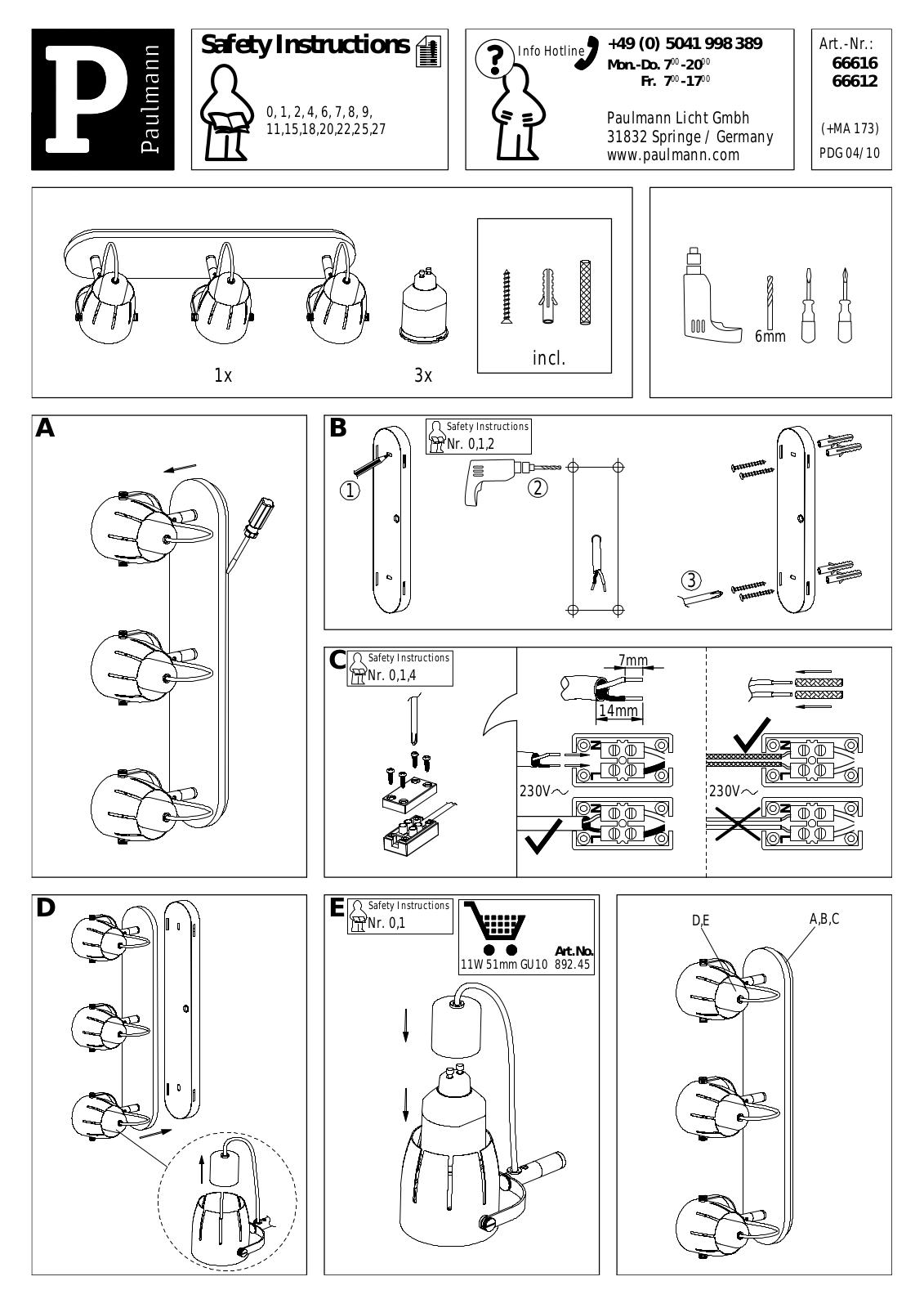 Paulmann 66616, 66612 Safety instructions - ManualMachine.com