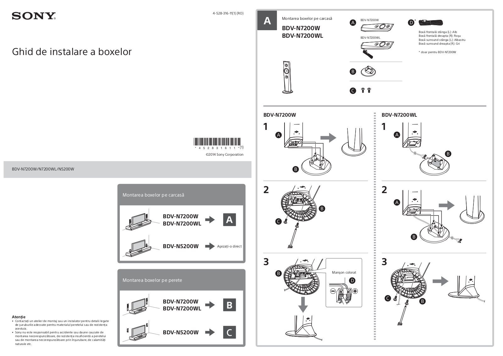 Sony BDV-N7200W Installation manual