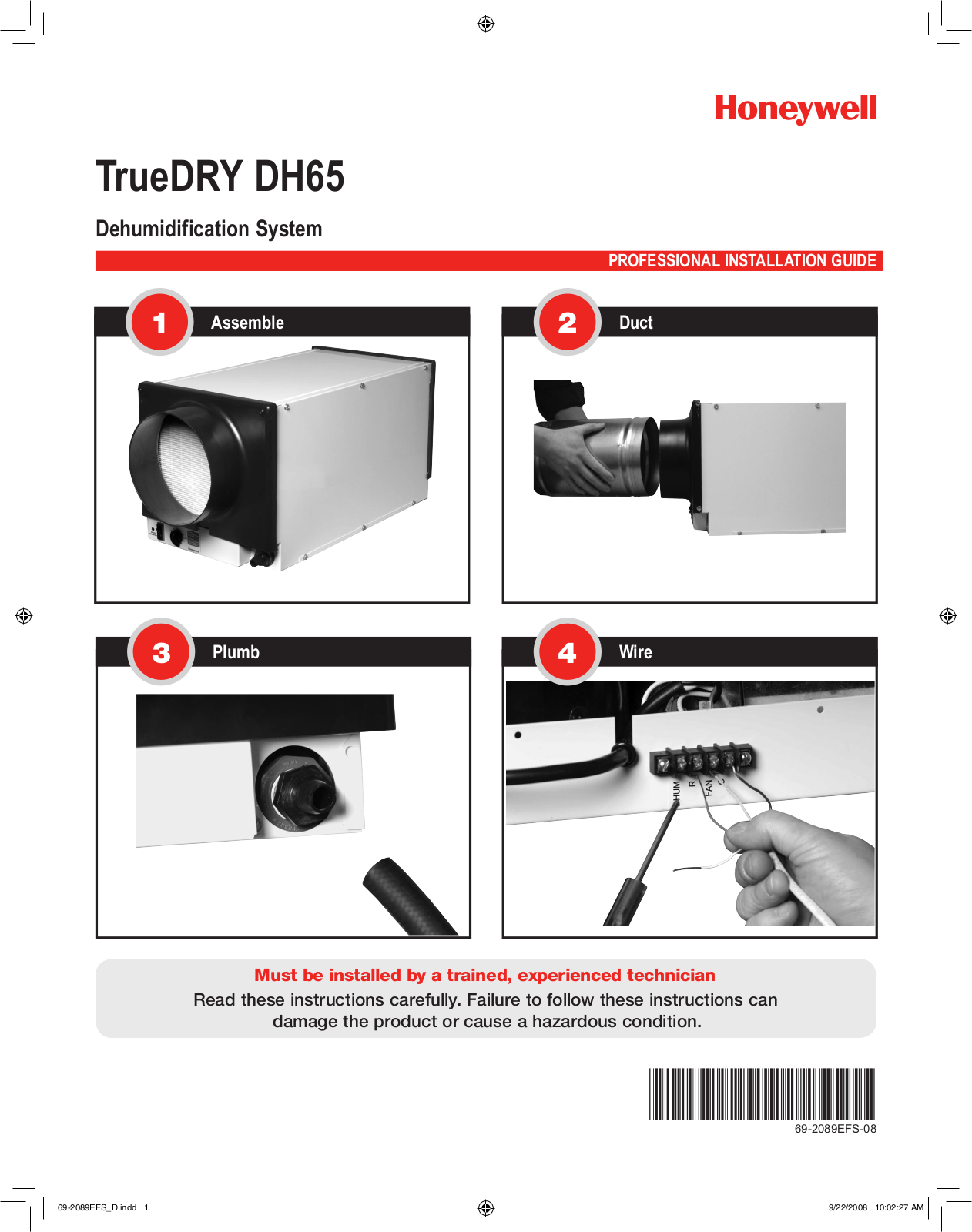 Honeywell DH65DG115, TrueDRY DH65 User Manual