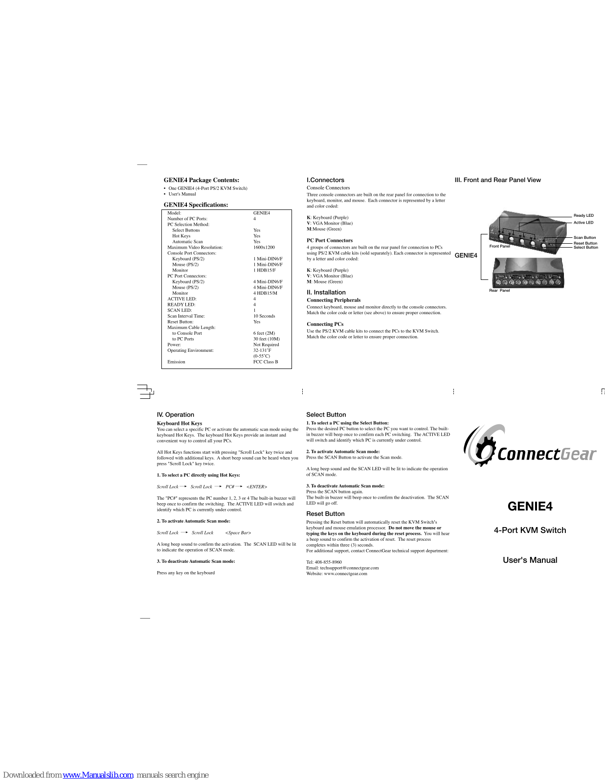 ConnectGear GENIE 4 User Manual