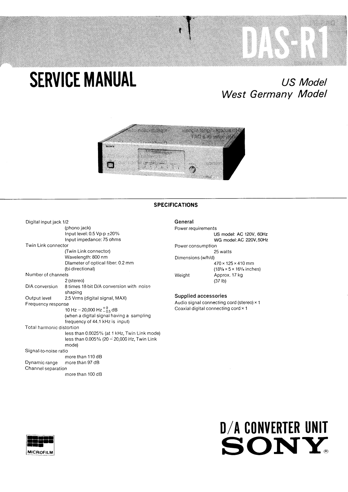 Sony DAS-R1 User Manual