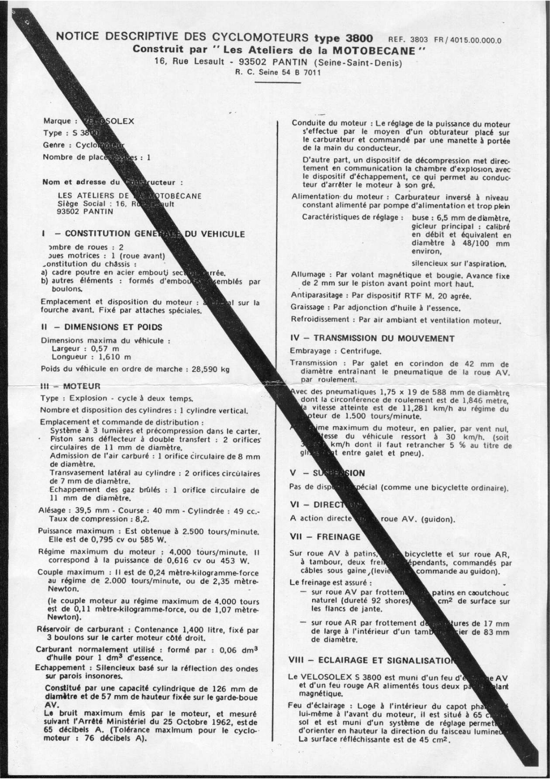 MOTOBECANE SOLEX User Manual