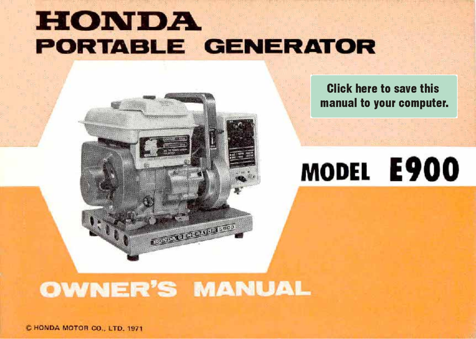 Honda Power Equipment E900 User Manual