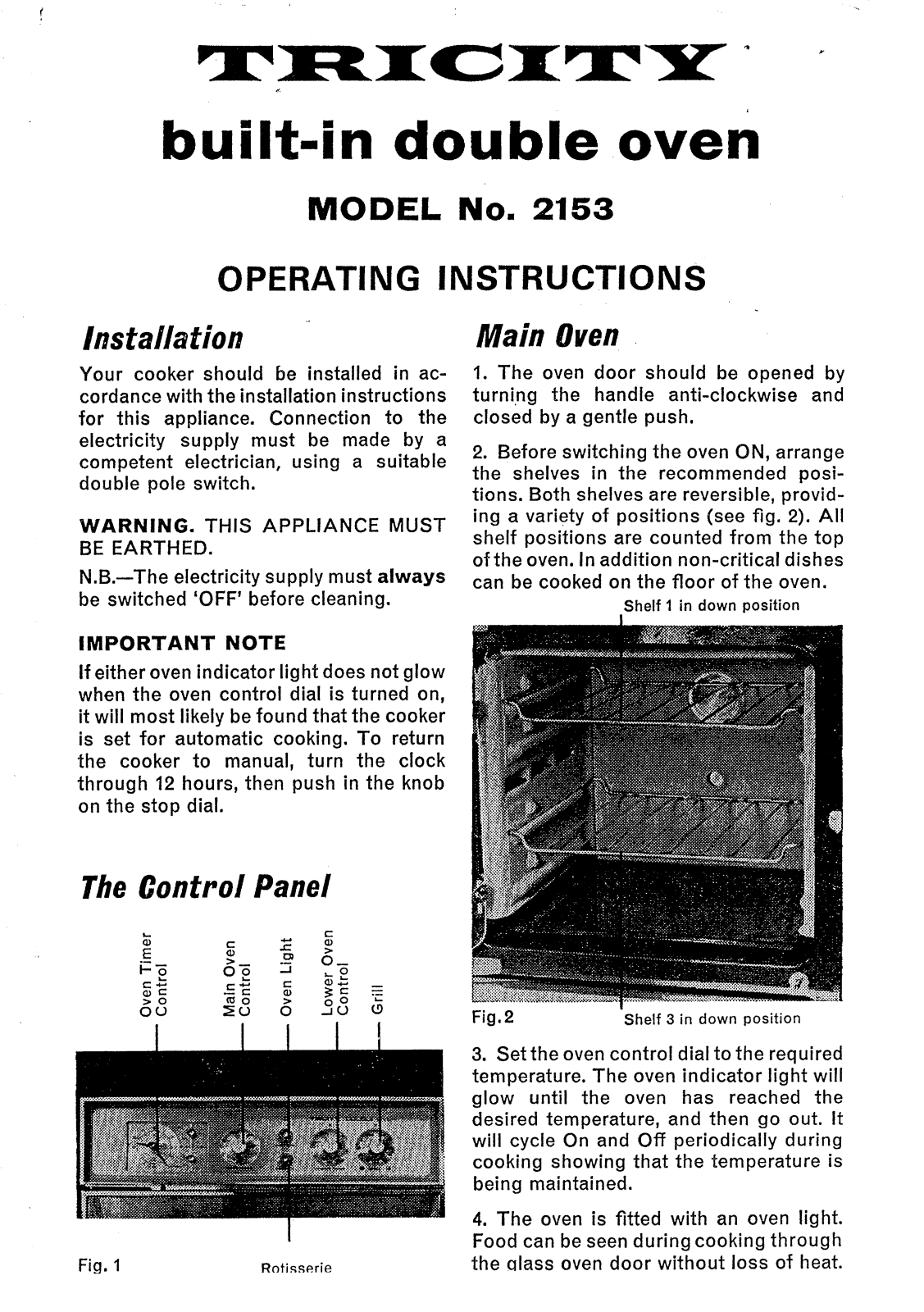 TRICITY BENDIX 2153 User Manual