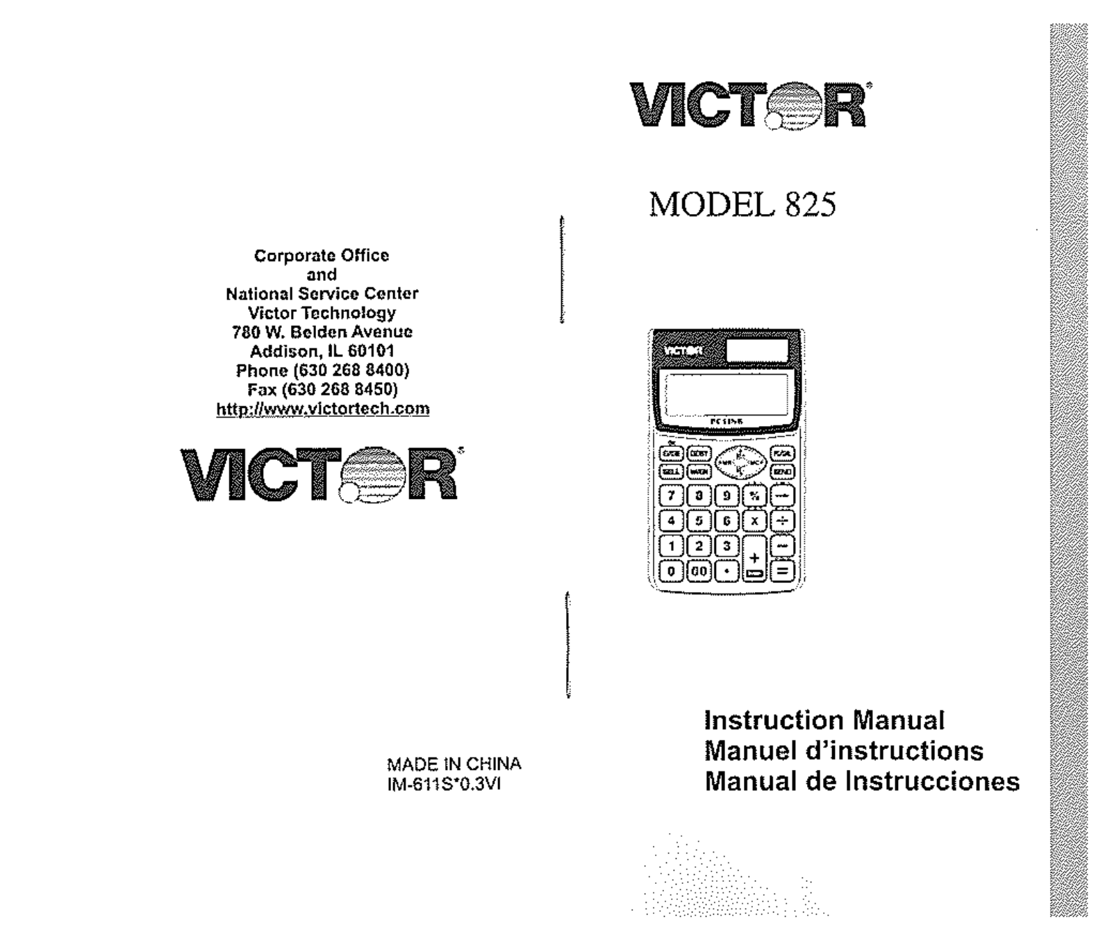 Victor 825 User Manual