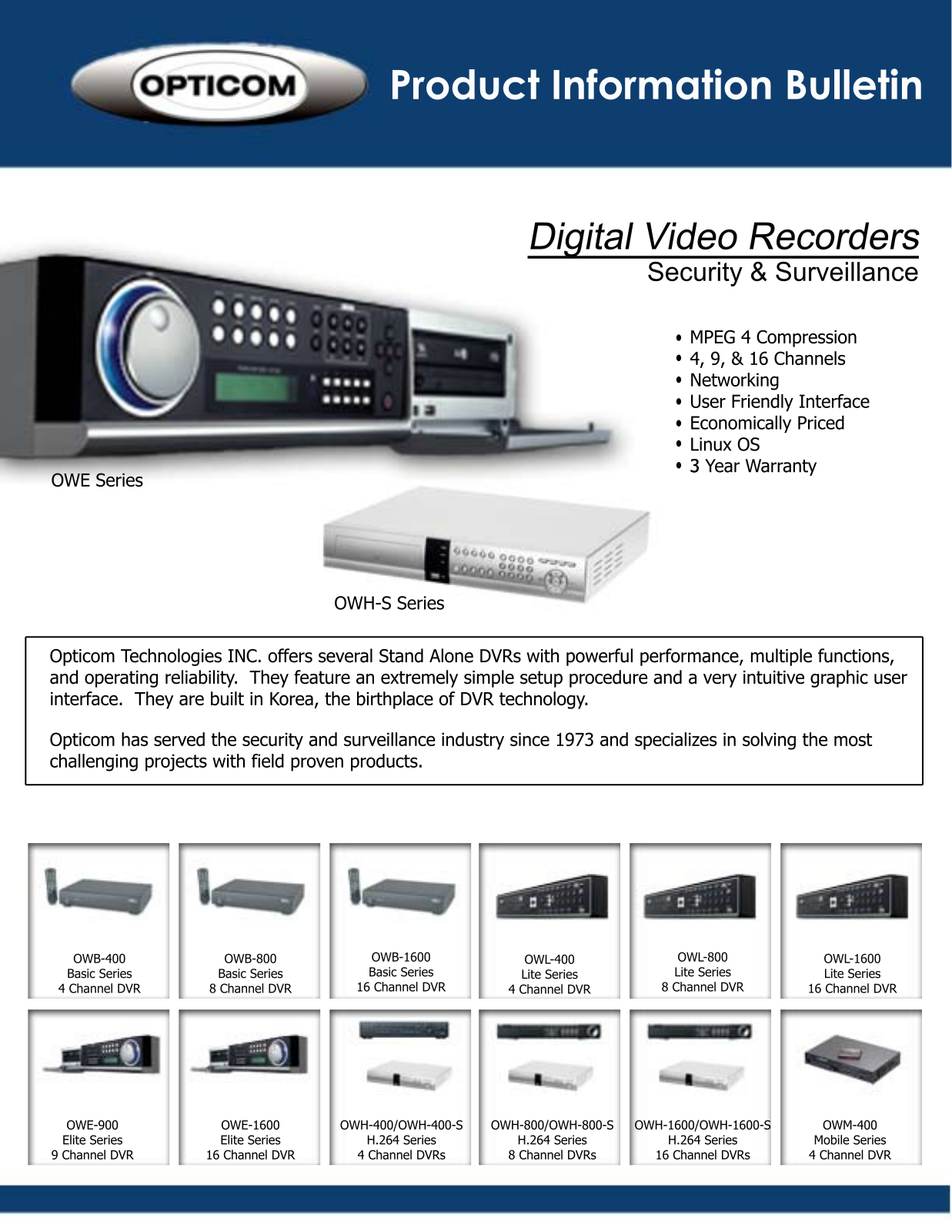 Opticom OWH-400, OWH-1600-S, OWH-800-S, OWH-1600, OWL-900 DATASHEET - ManualMachine.com