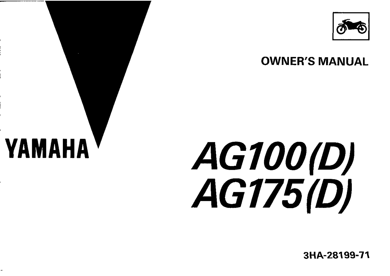 Yamaha AG100-175 D 1992 Owner's manual