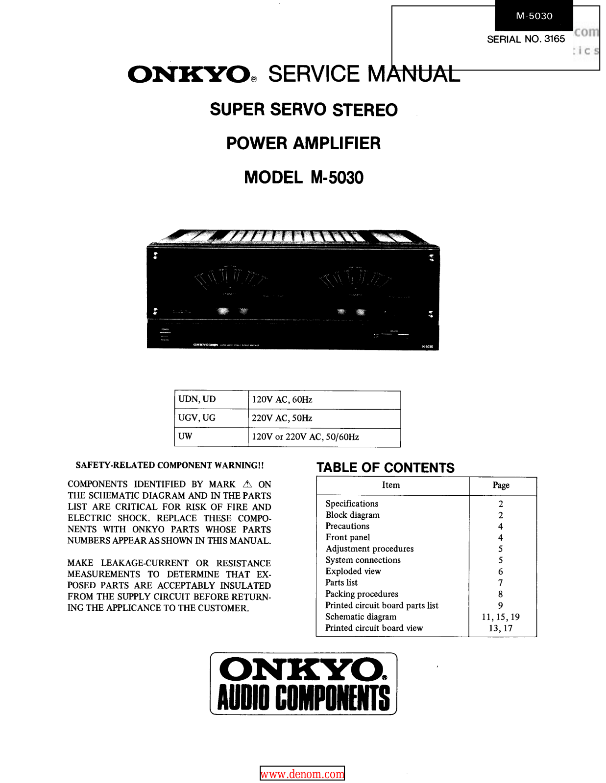 Onkyo M-5030 Service manual