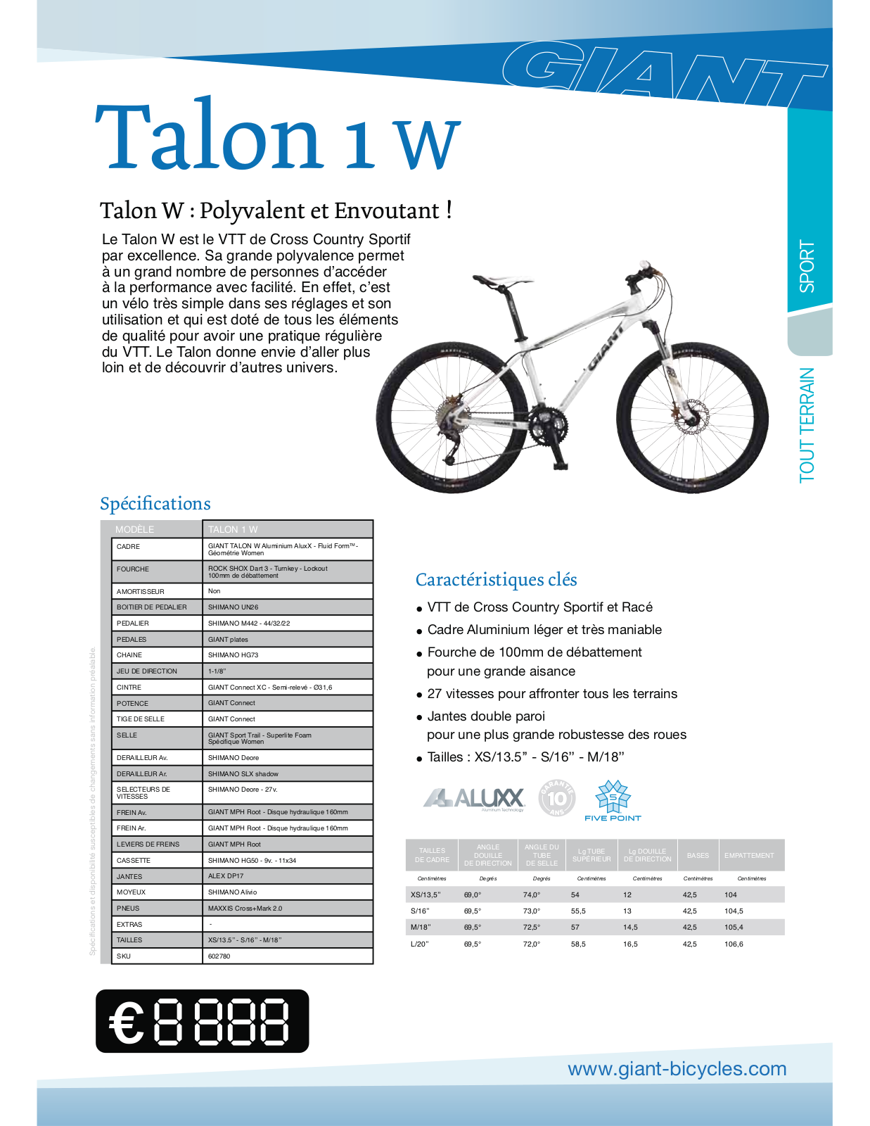 GIANT TALON 1 W User Manual