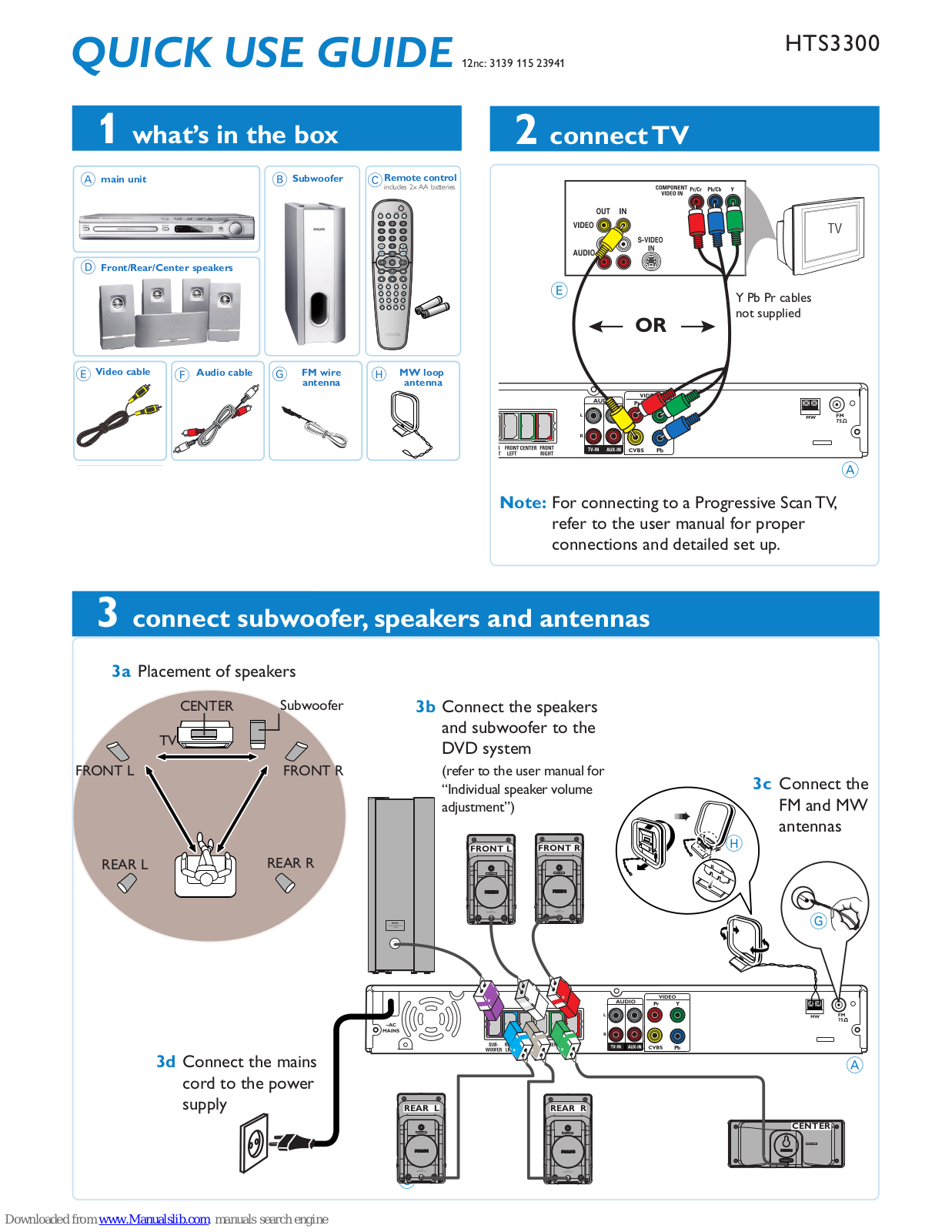 Philips HTS3300/98, HTS3300 Quick Use Manual