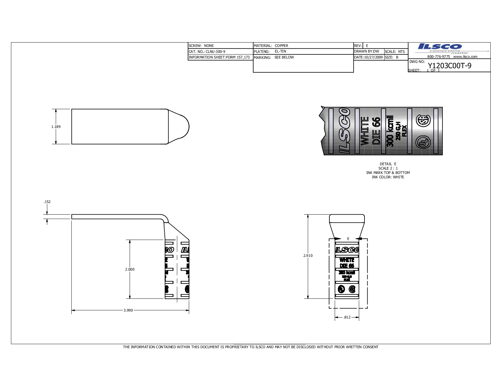 Ilsco CLNU-300-9 Data sheet