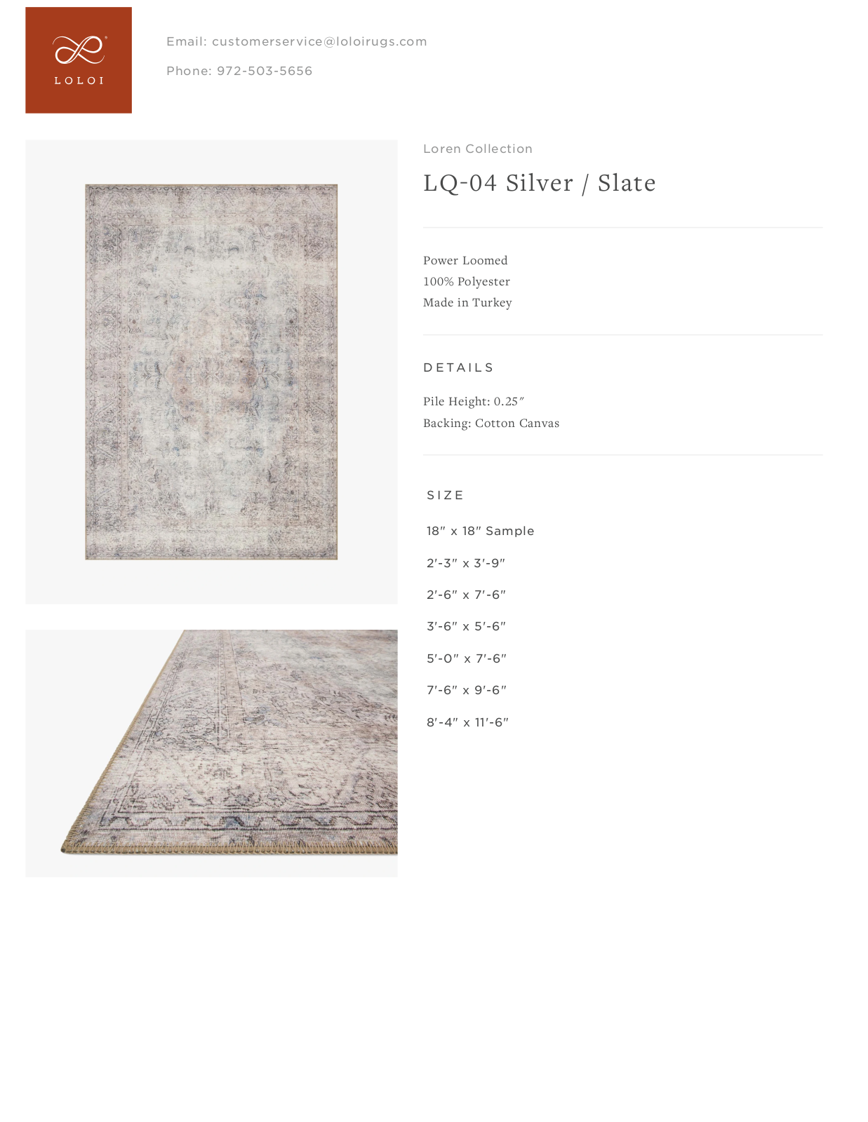 Loloi Rugs LQ-04 Silver / Slate Tearsheet