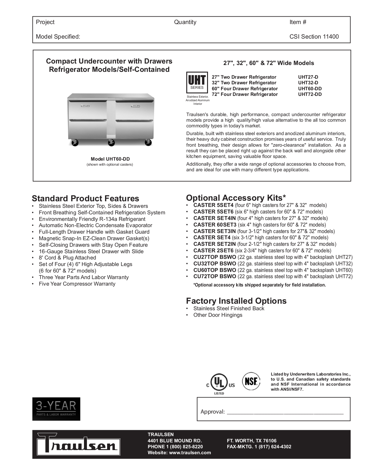 Traulsen UHT27-D User Manual