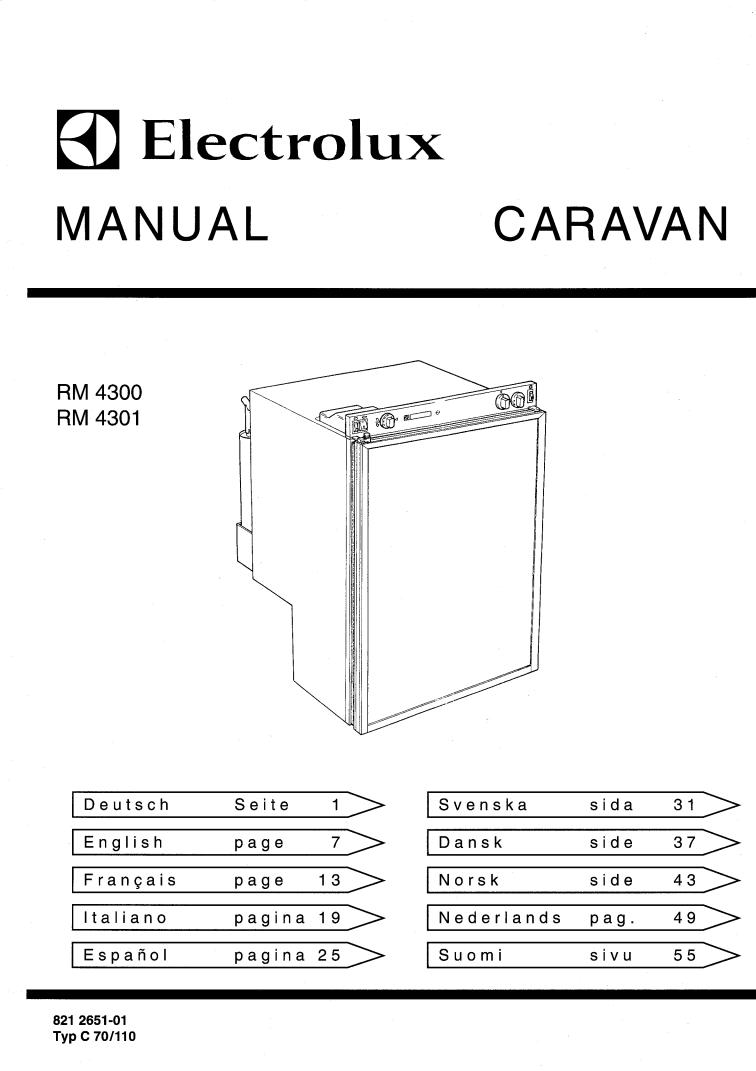 electrolux RM4300, RM4301 User Manual