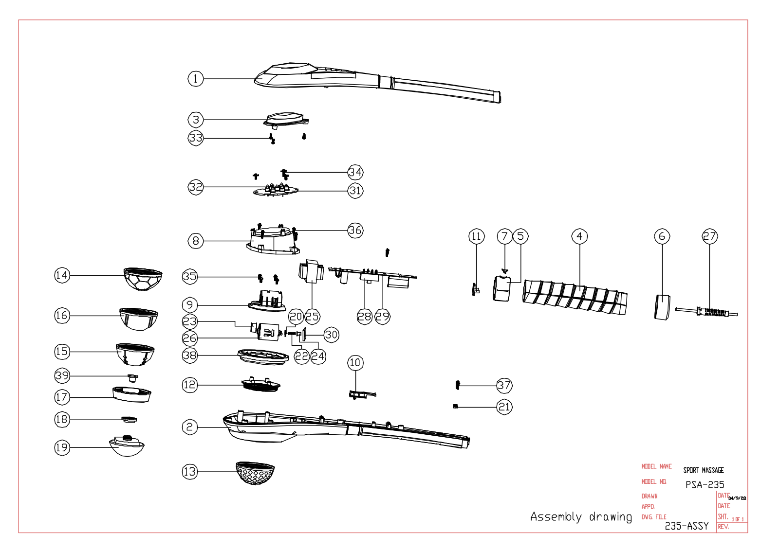 Vitek PSA-235 Assembly drawing