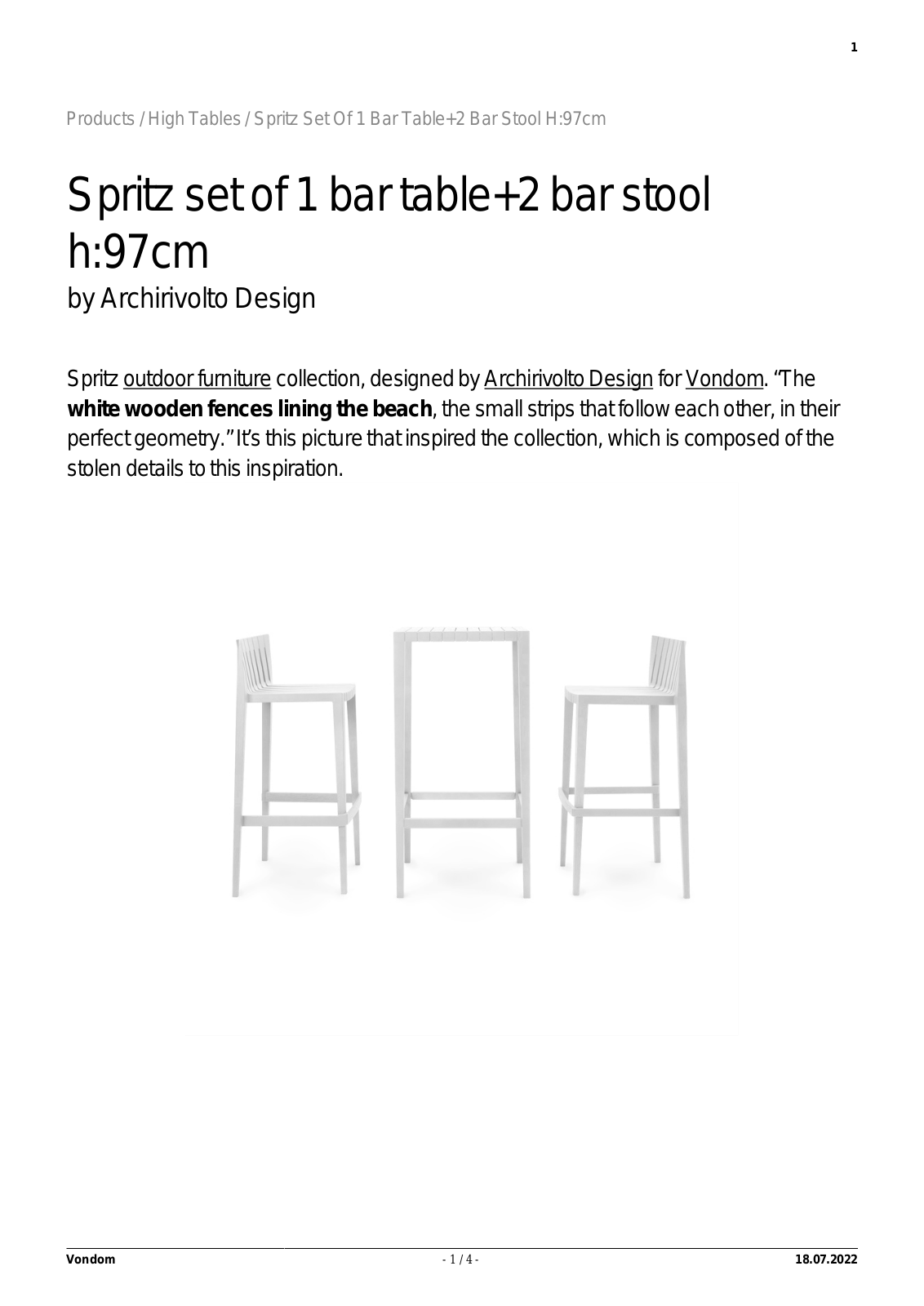 Vondom UCZW3052 Specifications - ManualMachine.com