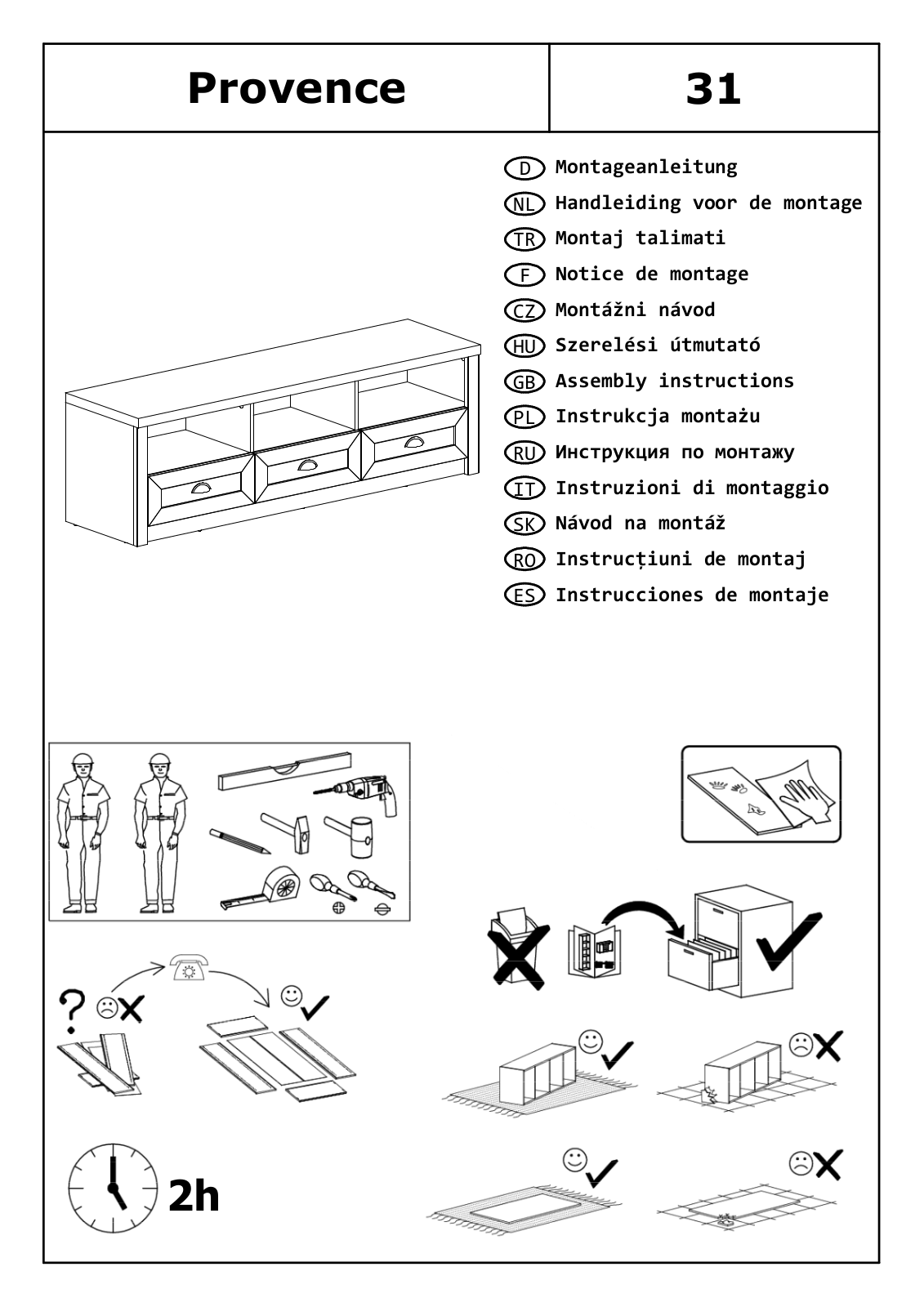 Home affaire PROVENCE 31 Assembly instructions