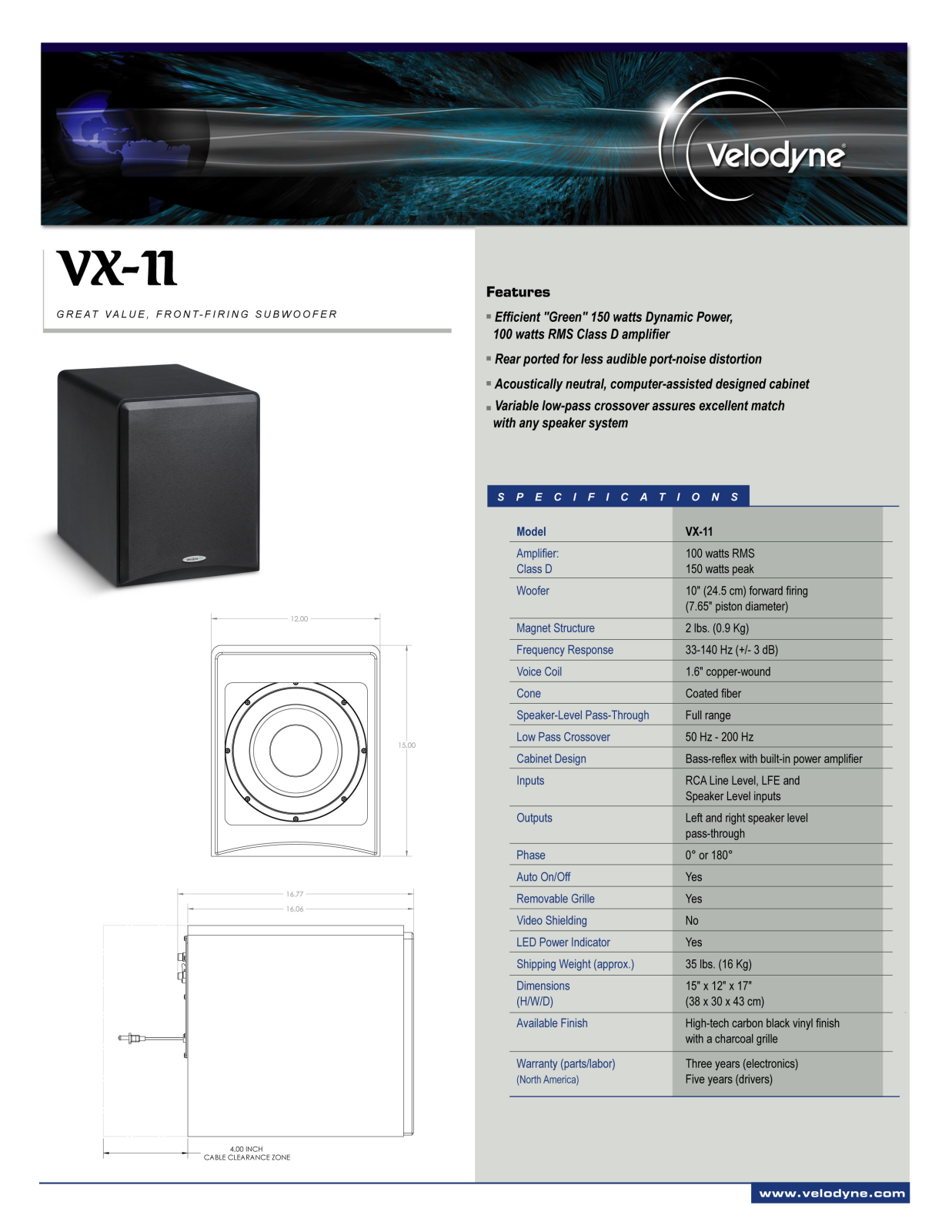 Velodyne VX-11 DATASHEET