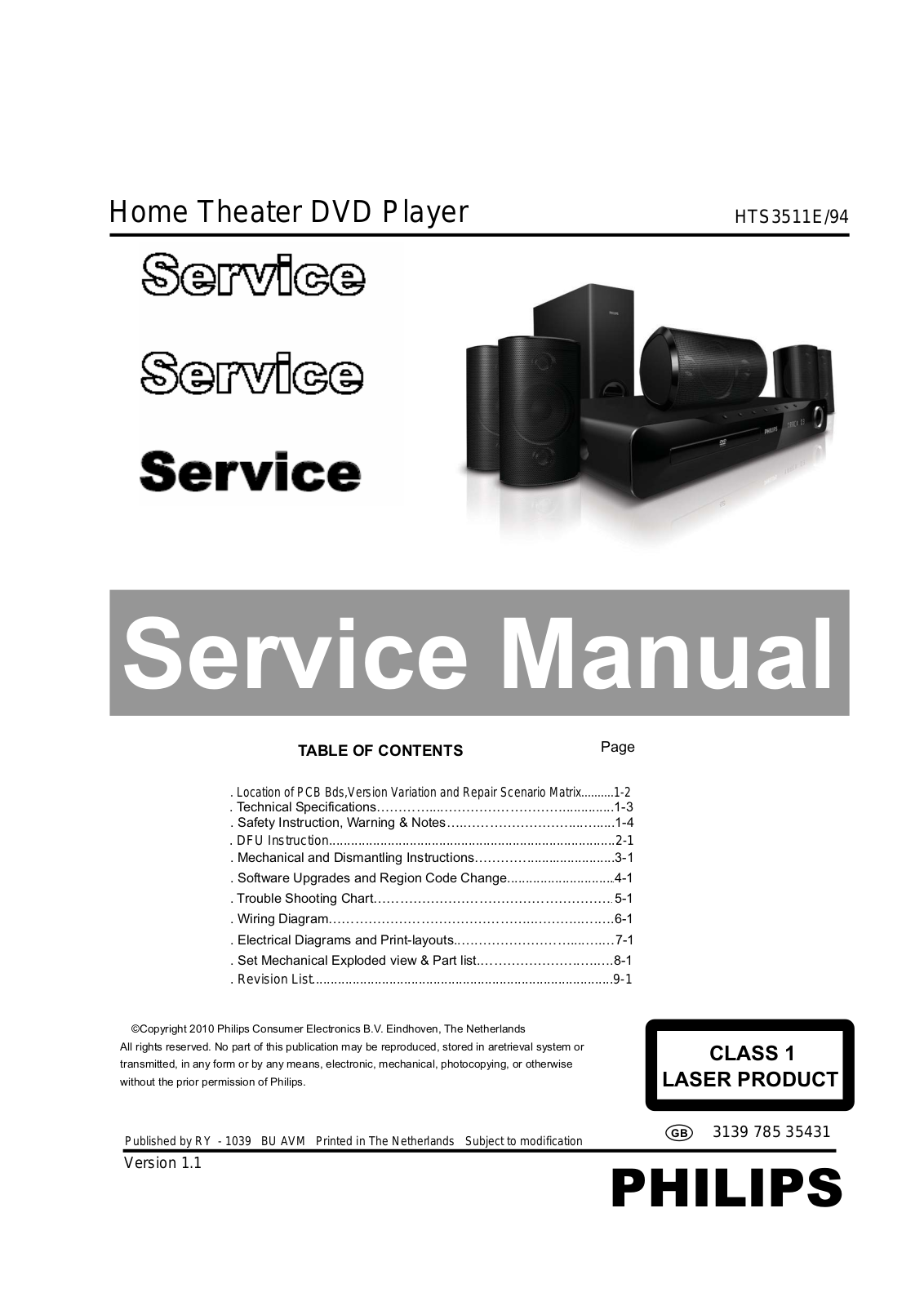 Philips HTS-3511-E Service Manual