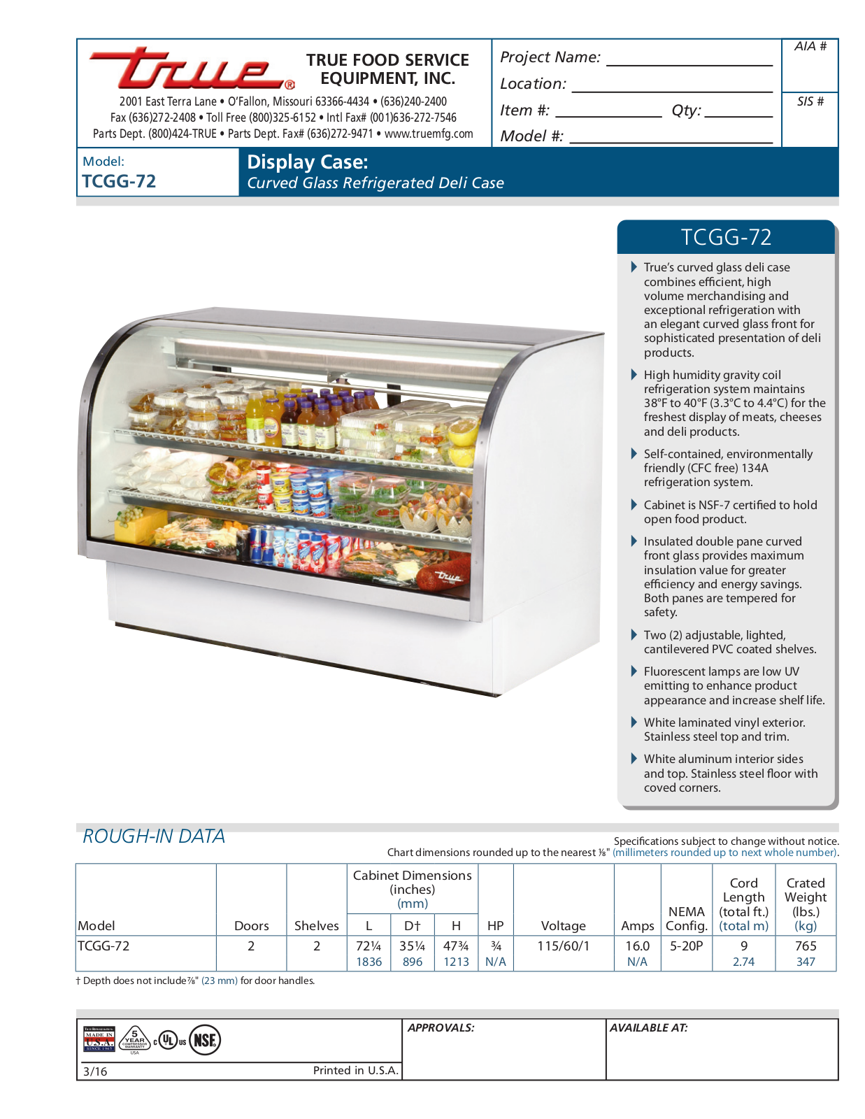 True TCGG-72 User Manual