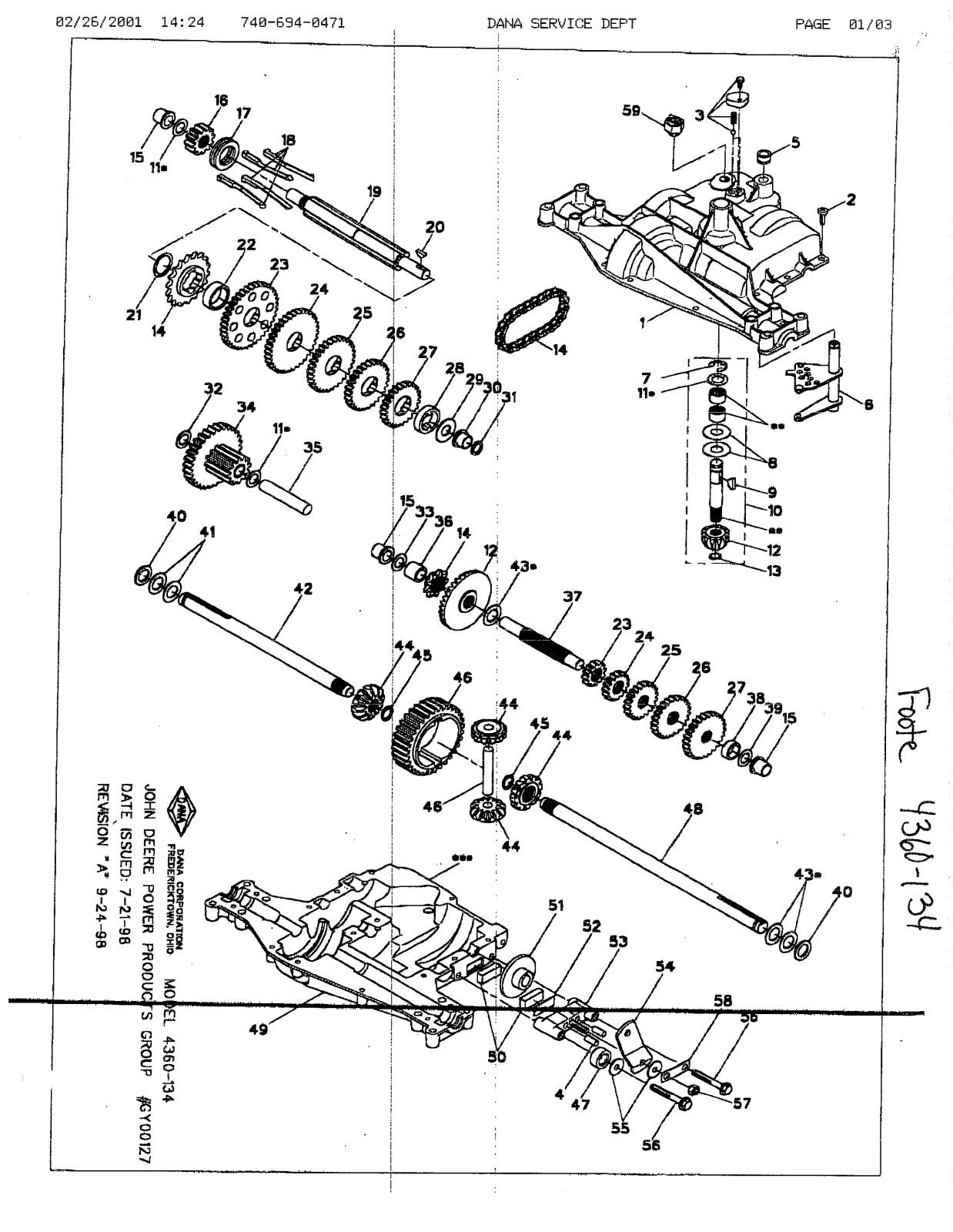 Dana 4360-134 Parts List